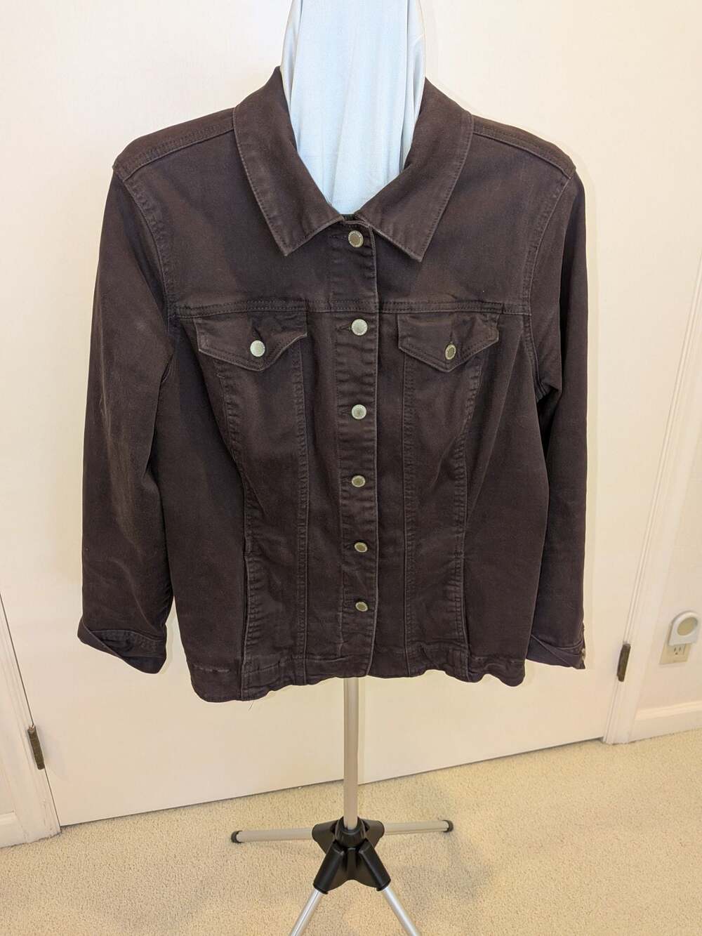 Charter Club Jean Shop Woman Brown Denim Trucker Jacket, Size 2X